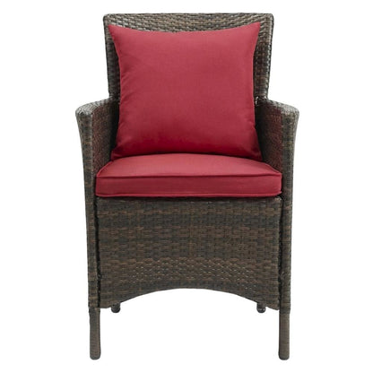 Outdoor Patio Wicker Rattan Lounge Armchair With Armrests And Cushioned Seat
