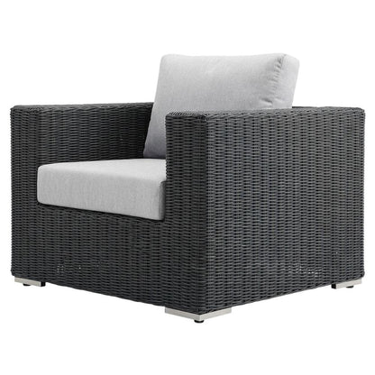 Outdoor Fabric Armchair with Cushions and Comfortable Support