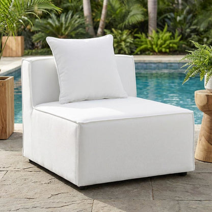 Armless Outdoor Patio Upholstered Sectional Sofa With Cushioned Seat