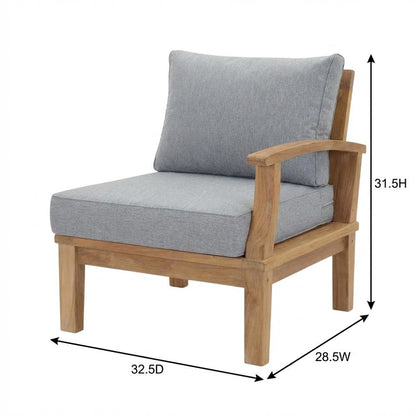 Teak Outdoor Left-Facing Sofa With Cushions And Armrests
