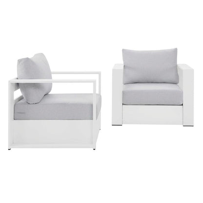 2-Piece Outdoor Aluminum Armchair Set, Powder-Coated Finish, Comfortable Cushion