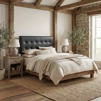Upholstered Vinyl King Headboard with Durable Frame and Elegant Design