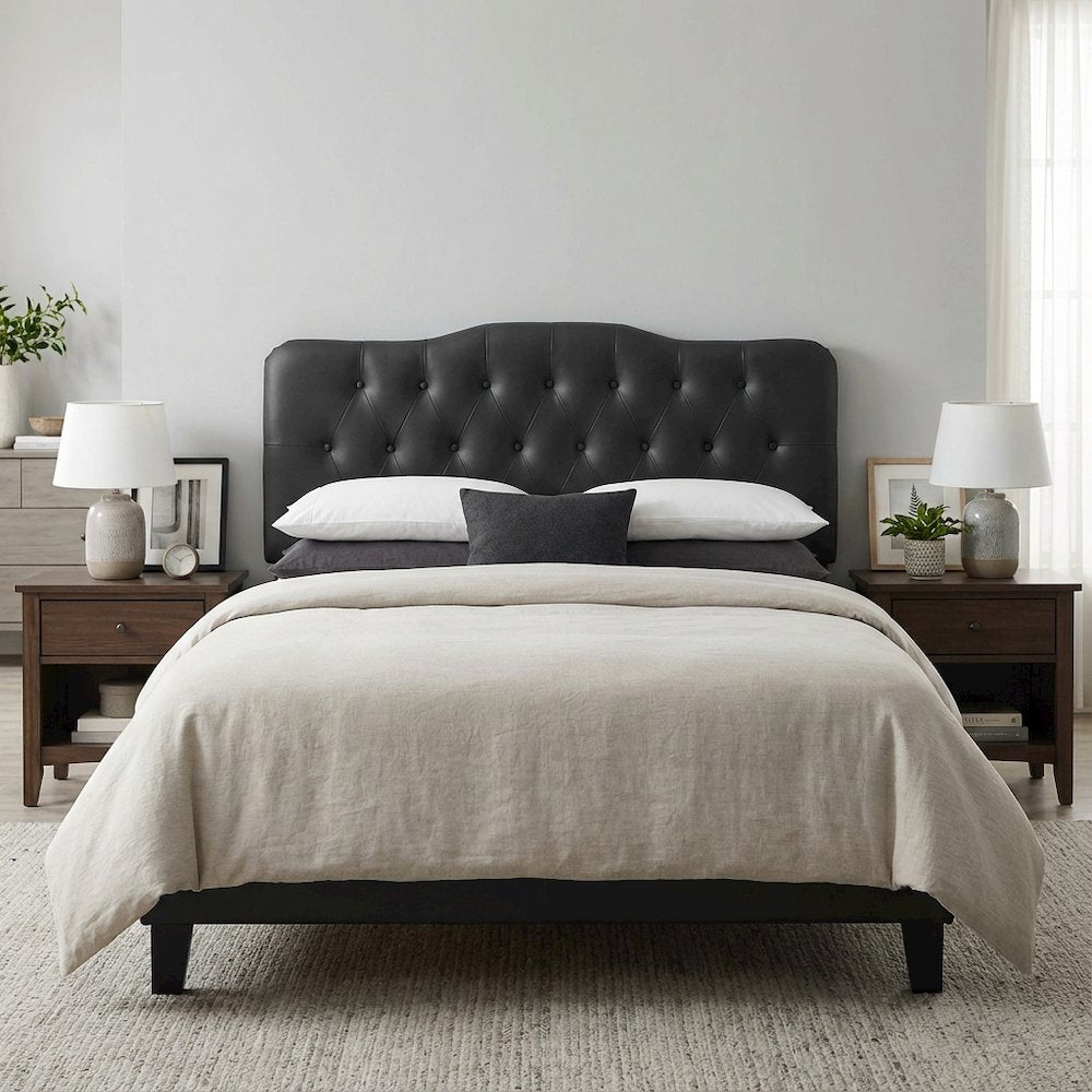 Upholstered Vinyl Queen Headboard with Supportive Padding and Stylish Design