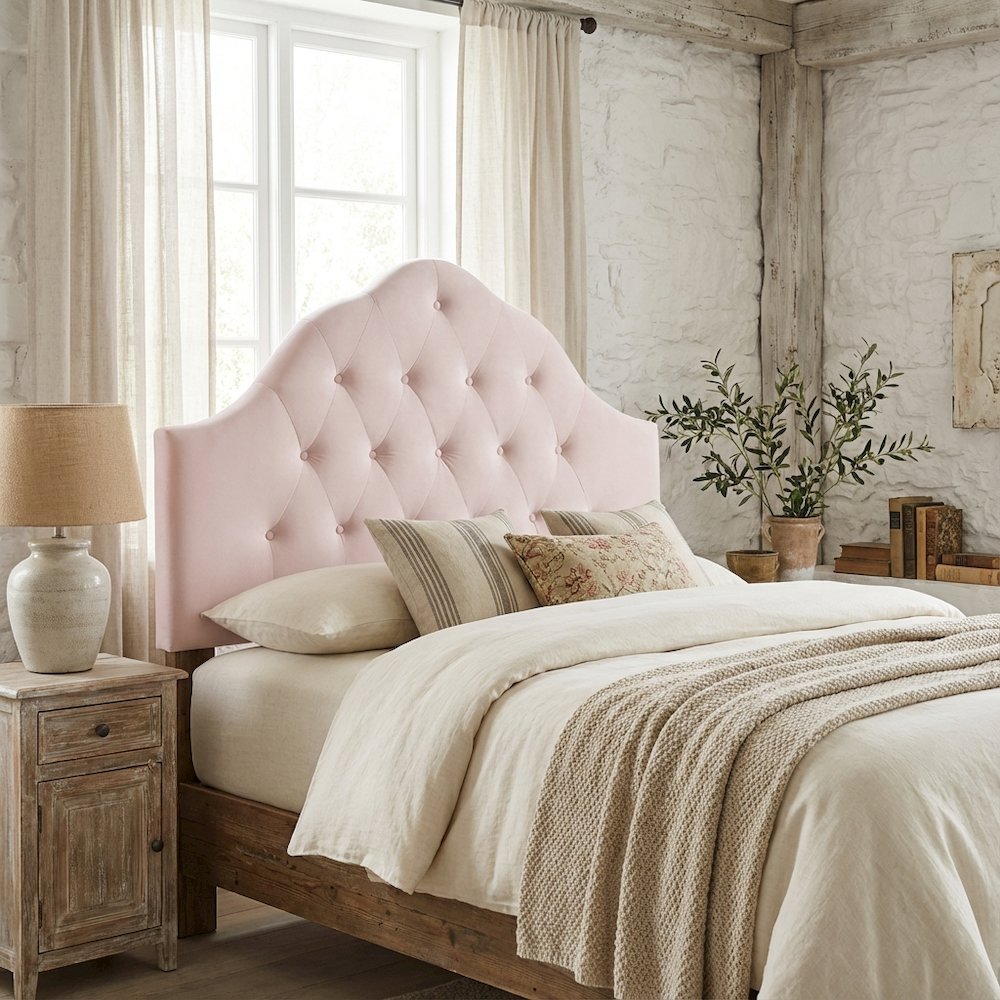 Diamond Tufted Velvet Full Headboard with Performance Fabric and Elegant Design