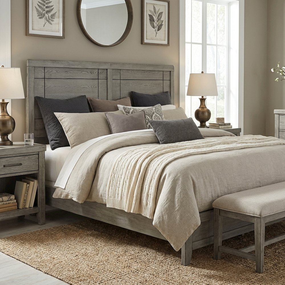 Wood King Headboard with Solid Build and Classic Design for Bedroom