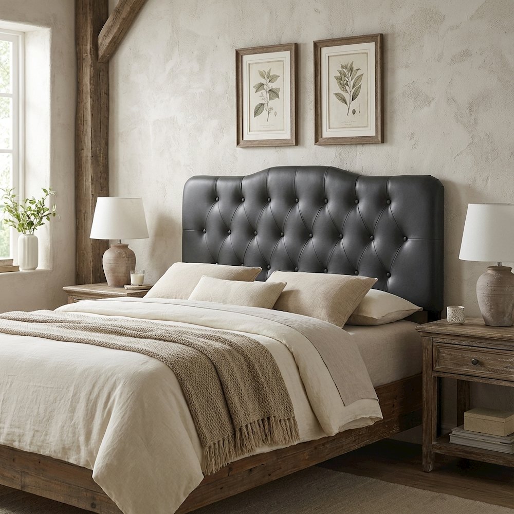 Upholstered Vinyl Queen Headboard with Supportive Padding and Stylish Design