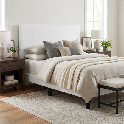 Upholstered Linen Fabric King and California King Headboard with Padded Design