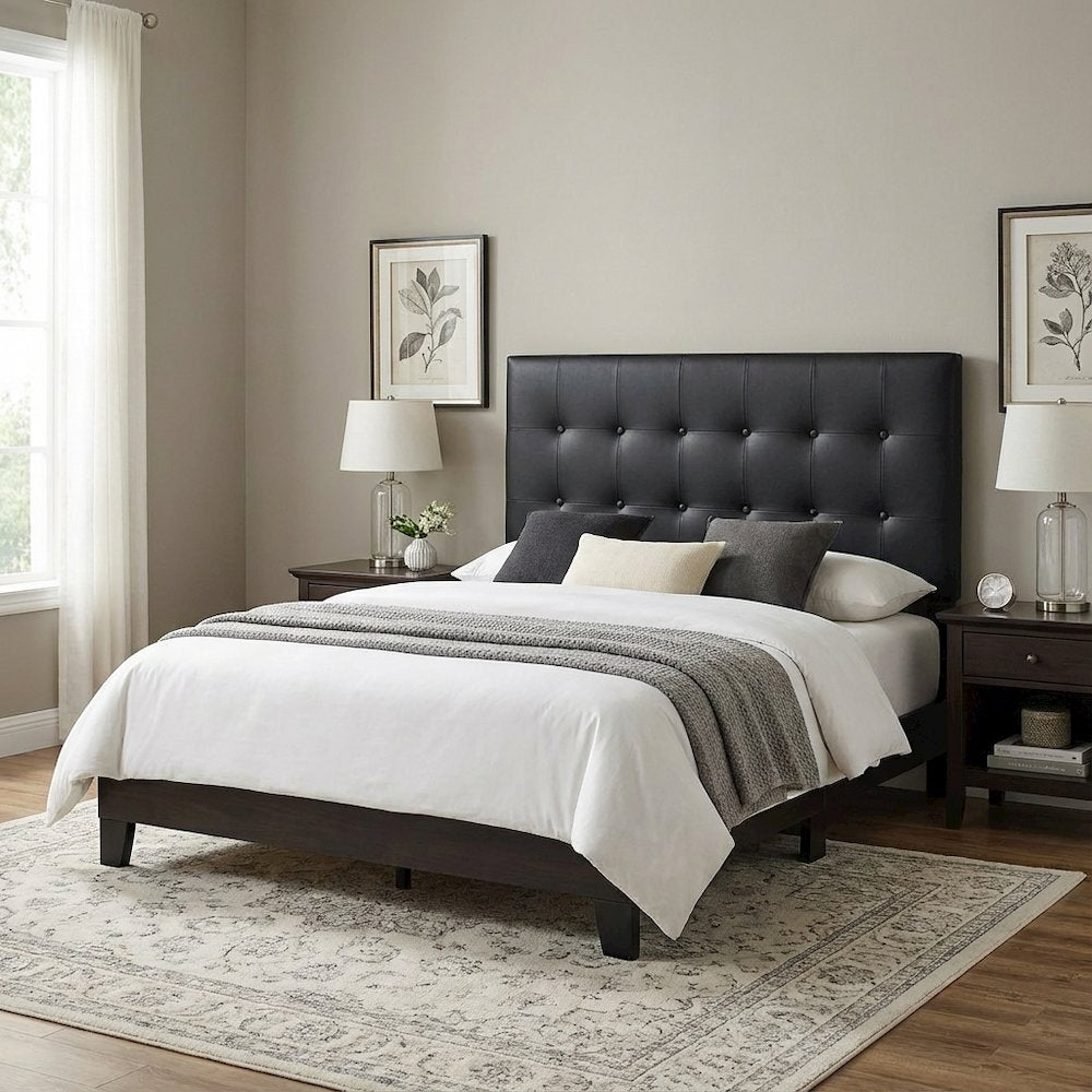 Upholstered Vinyl Twin Headboard with Cushioned Support and Durable Frame