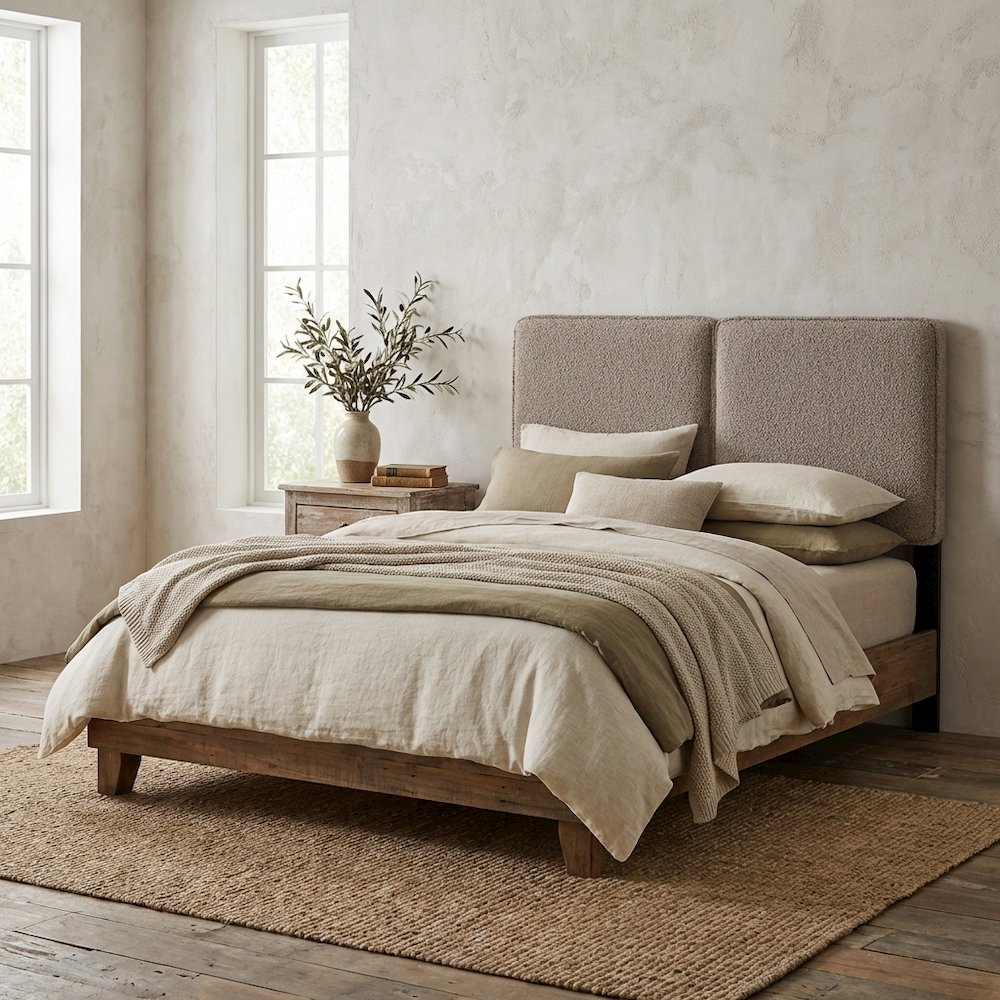 Boucle Fabric Twin Headboard Soft Upholstery with Durable Frame Panel Design