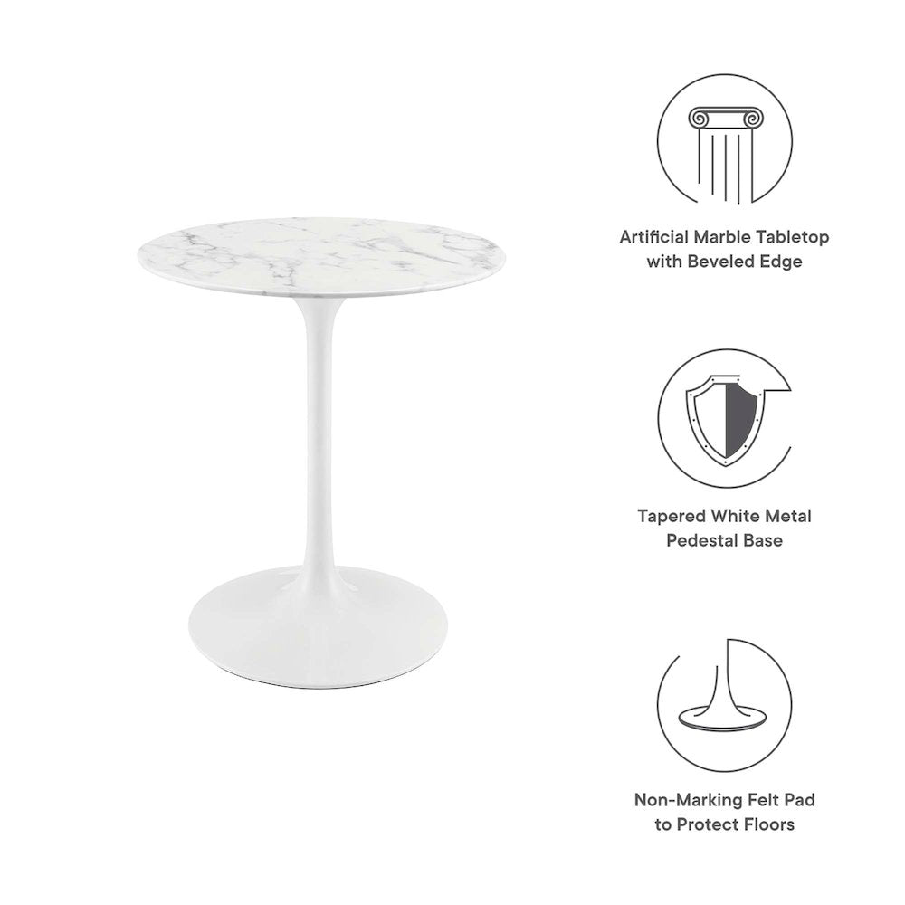 Lippa 28" Round Faux Marble Dining Table