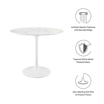 Lippa 36" Round Faux Marble Dining Table