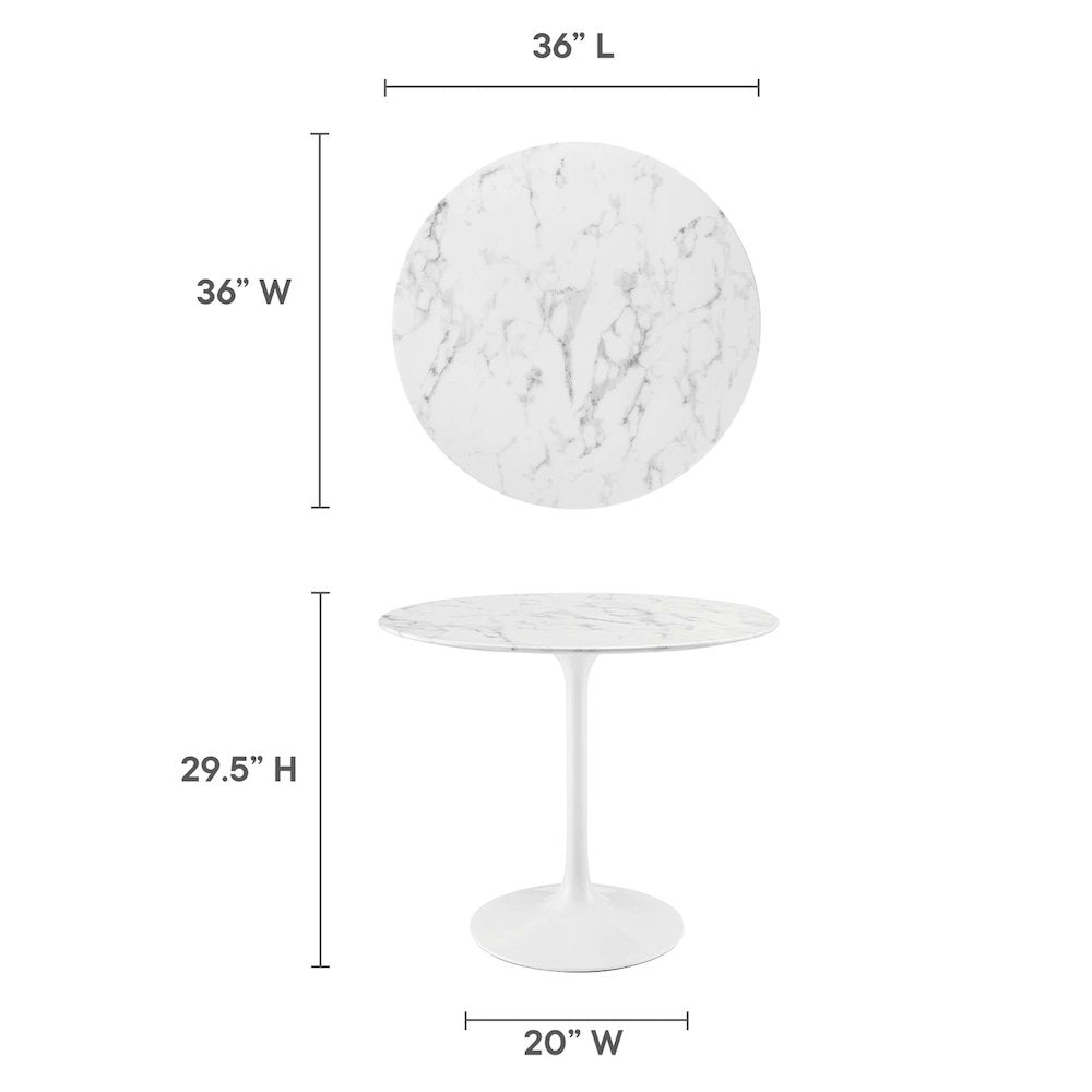 Lippa 36" Round Faux Marble Dining Table