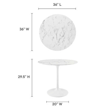 Lippa 36" Round Faux Marble Dining Table