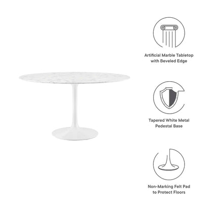 Lippa 48" Round Faux Marble Dining Table