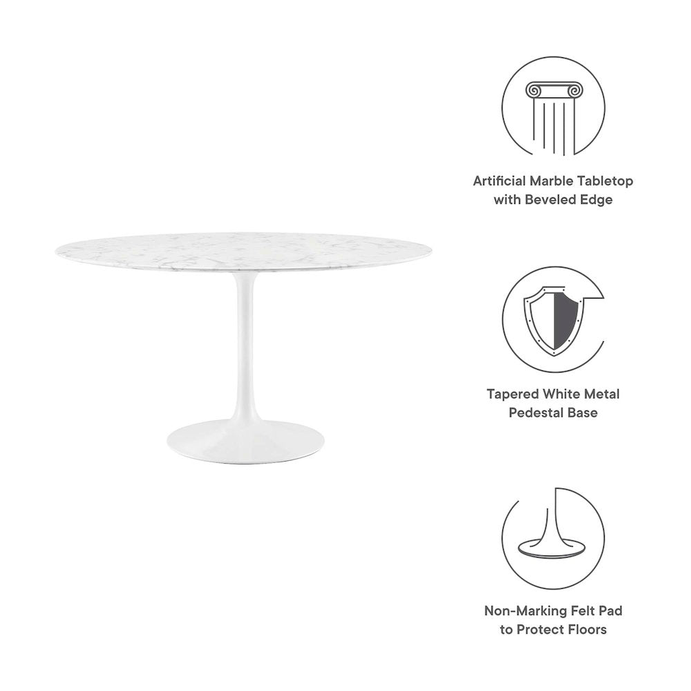 Lippa 54" Round Faux Marble Dining Table