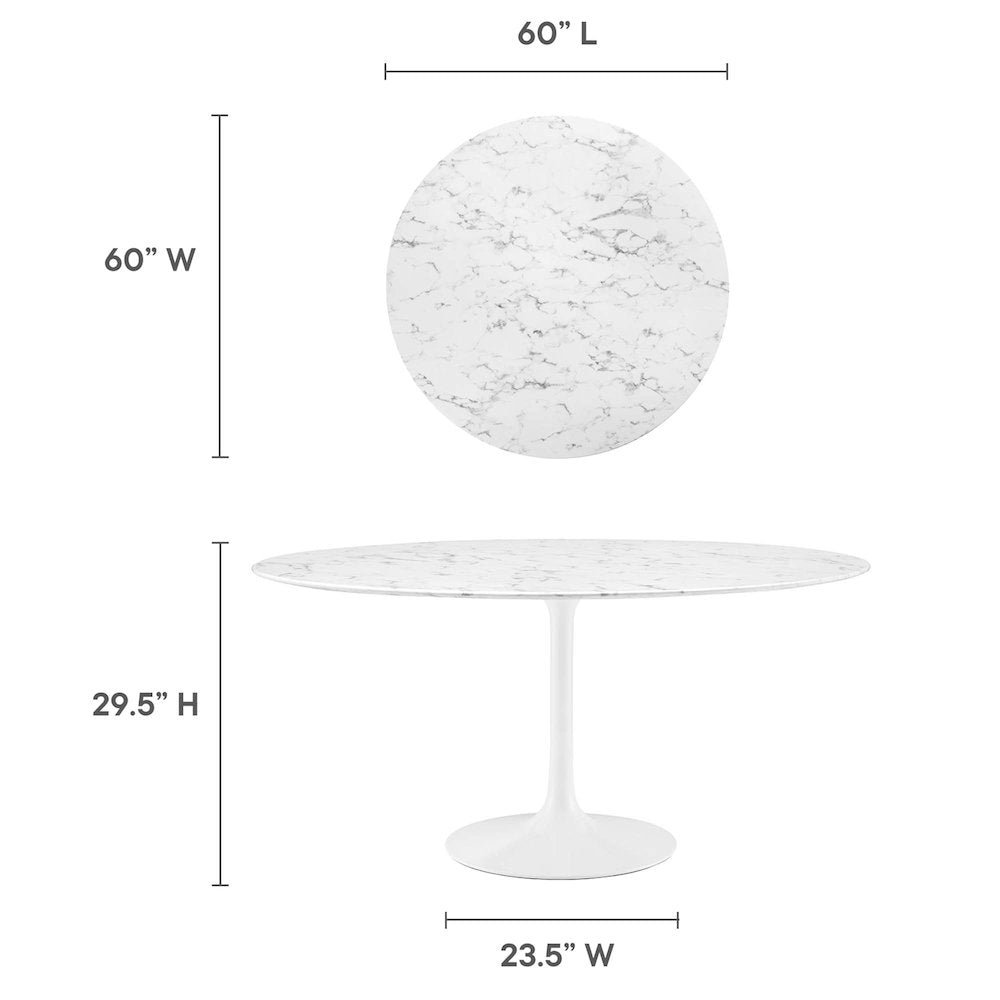 Lippa 60" Round Faux Marble Dining Table
