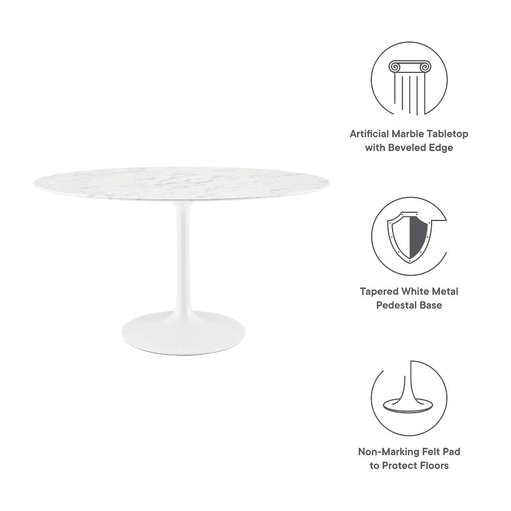 Lippa 54" Oval Faux Marble Dining Table