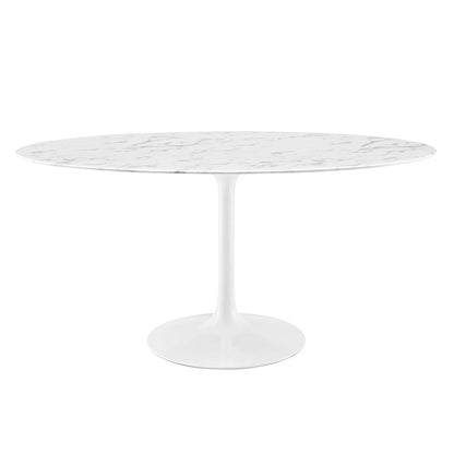 Lippa 60" Oval Faux Marble Dining Table