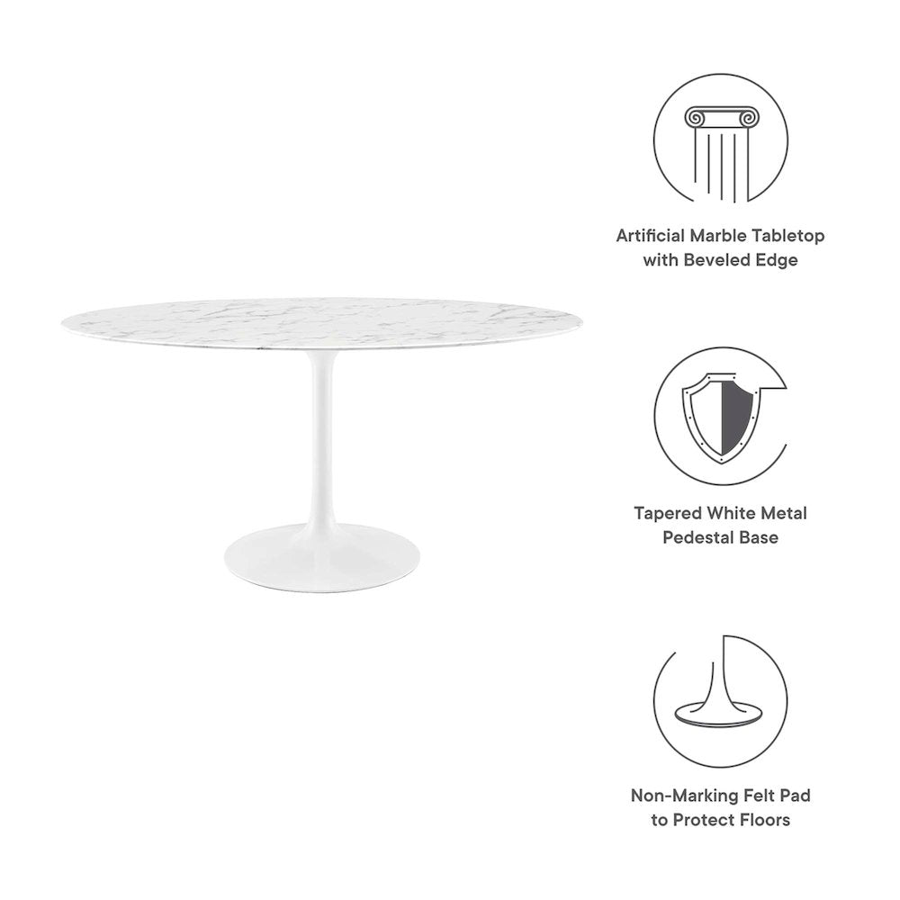 Lippa 60" Oval Faux Marble Dining Table