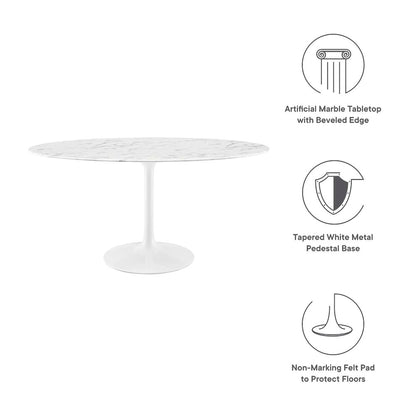 Lippa 60" Oval Faux Marble Dining Table