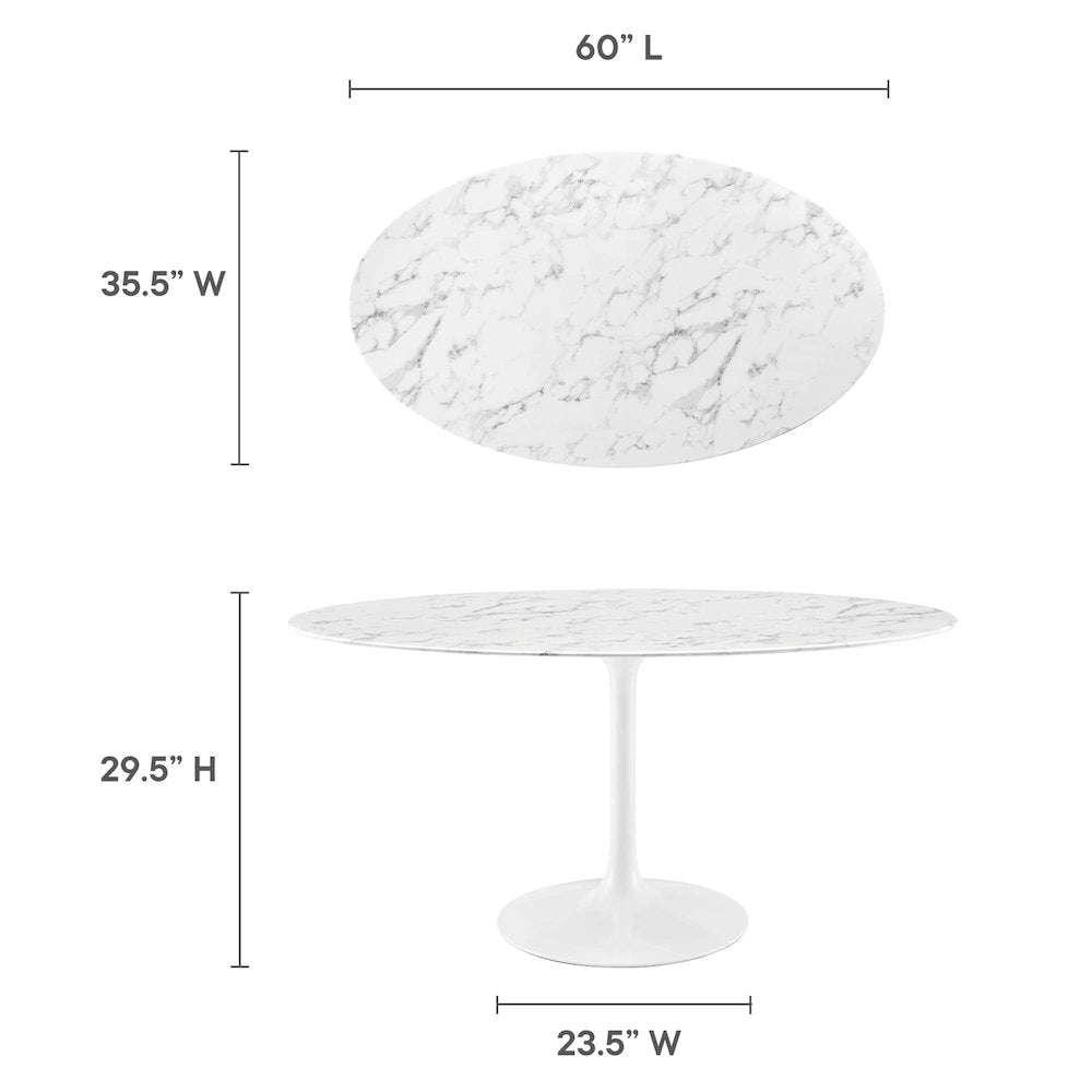 Lippa 60" Oval Faux Marble Dining Table