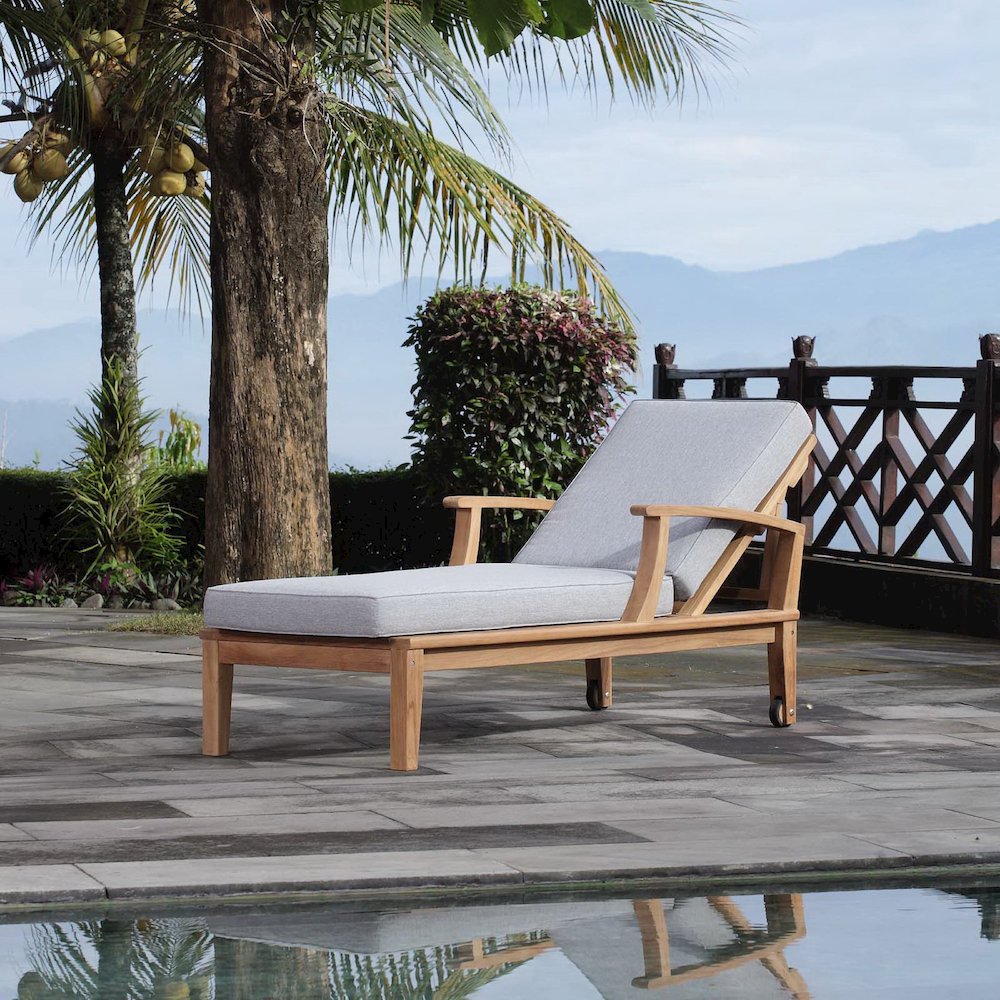 Marina Outdoor Patio Teak Single Chaise