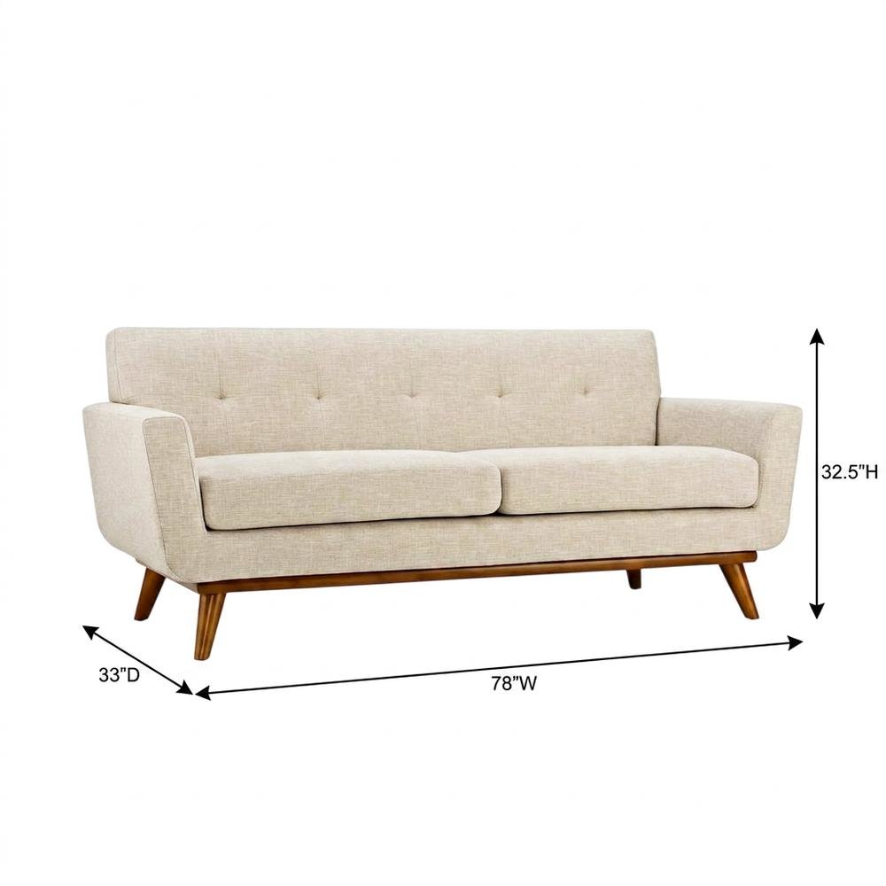 Fabric-Upholstered Small Loveseat Sofa for Bedroom or Small Spaces, Beige