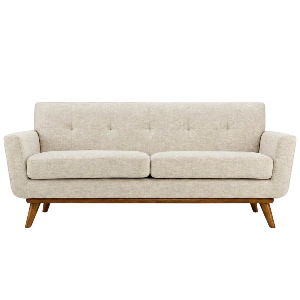 Fabric-Upholstered Small Loveseat Sofa for Bedroom or Small Spaces, Beige