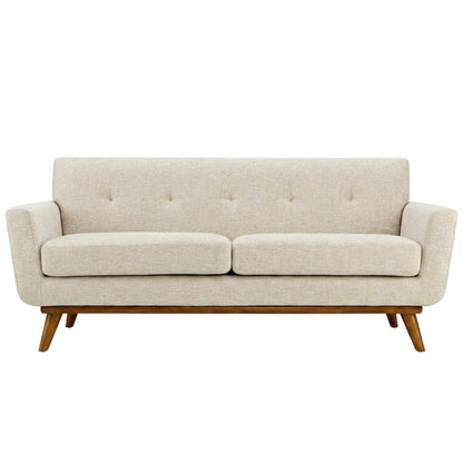 Fabric-Upholstered Small Loveseat Sofa for Bedroom or Small Spaces, Beige
