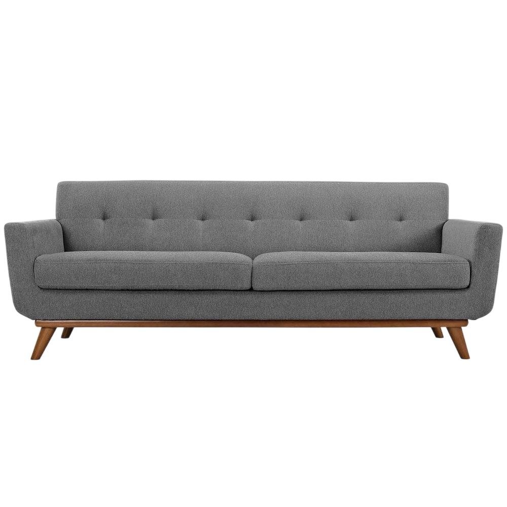 Fabric Mid Century Modern Sofa with Track Arms, Tight Back, Expectation Gray