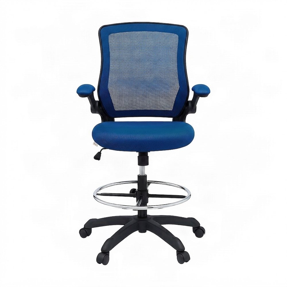 Nylon Drafting Chair with Flip-Up Arms for Standing Desk, Blue