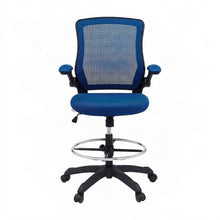 Nylon Drafting Chair with Flip-Up Arms for Standing Desk, Blue
