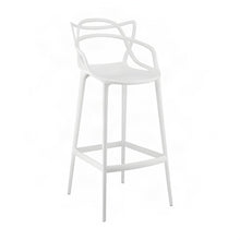 Polypropylene Bar Stool with Back and Footrest, Counter Height, White