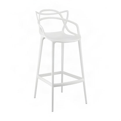 Polypropylene Bar Stool with Back and Footrest, Counter Height, White