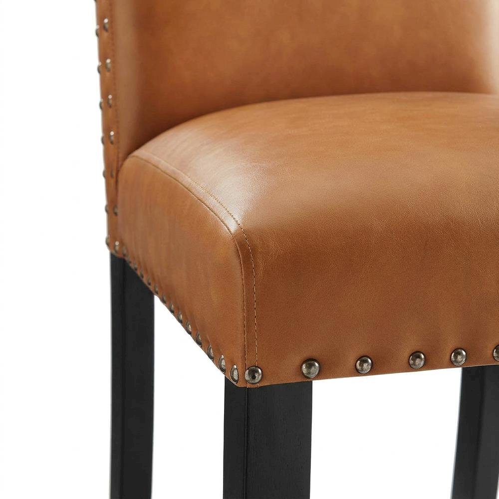 Faux Leather Upholstered Dining Chair with Thick Cushioned Seat, Tan