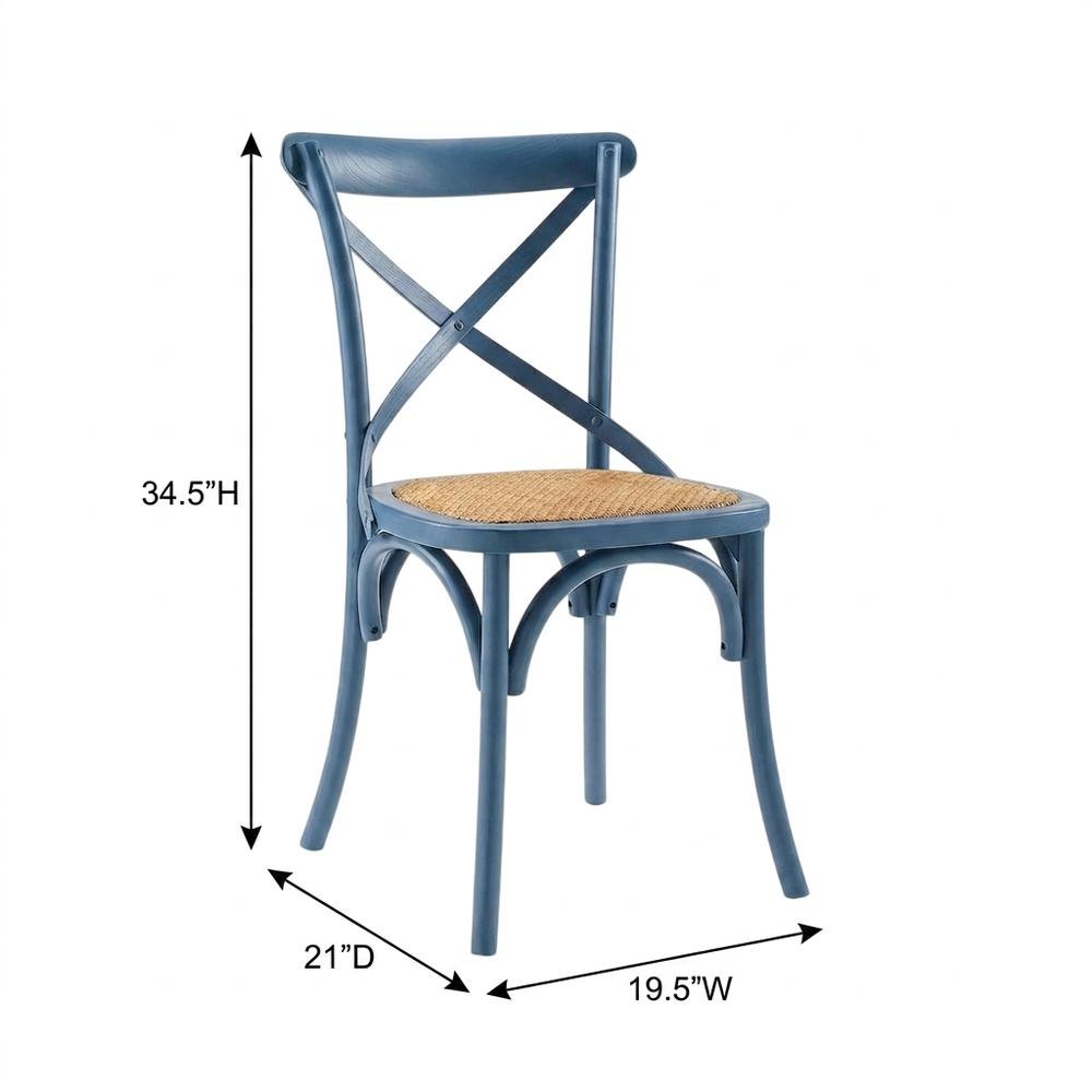 Wood and Rattan Dining Side Chair with Cane Back for Dining Room, Harbor