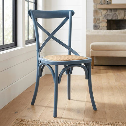 Wood and Rattan Dining Side Chair with Cane Back for Dining Room, Harbor