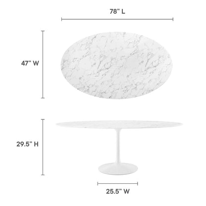 Lippa 78" Oval Faux Marble Dining Table