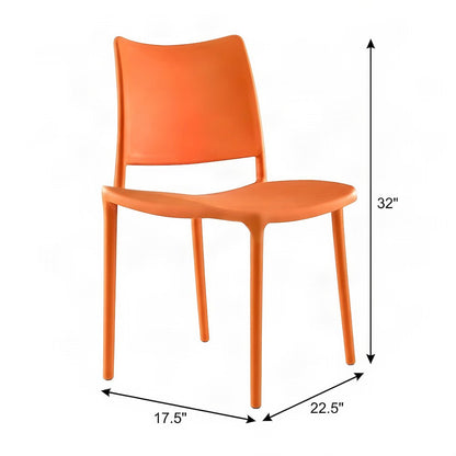FurniFact Plastic Dining Side Chair with Wide Stackable Backrest, Orange