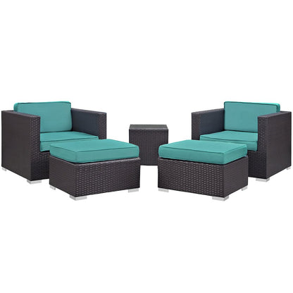 Convene 5 Piece Outdoor Patio Sectional Set