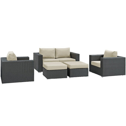Sojourn 5 Piece Outdoor Patio Sunbrella Sectional Set