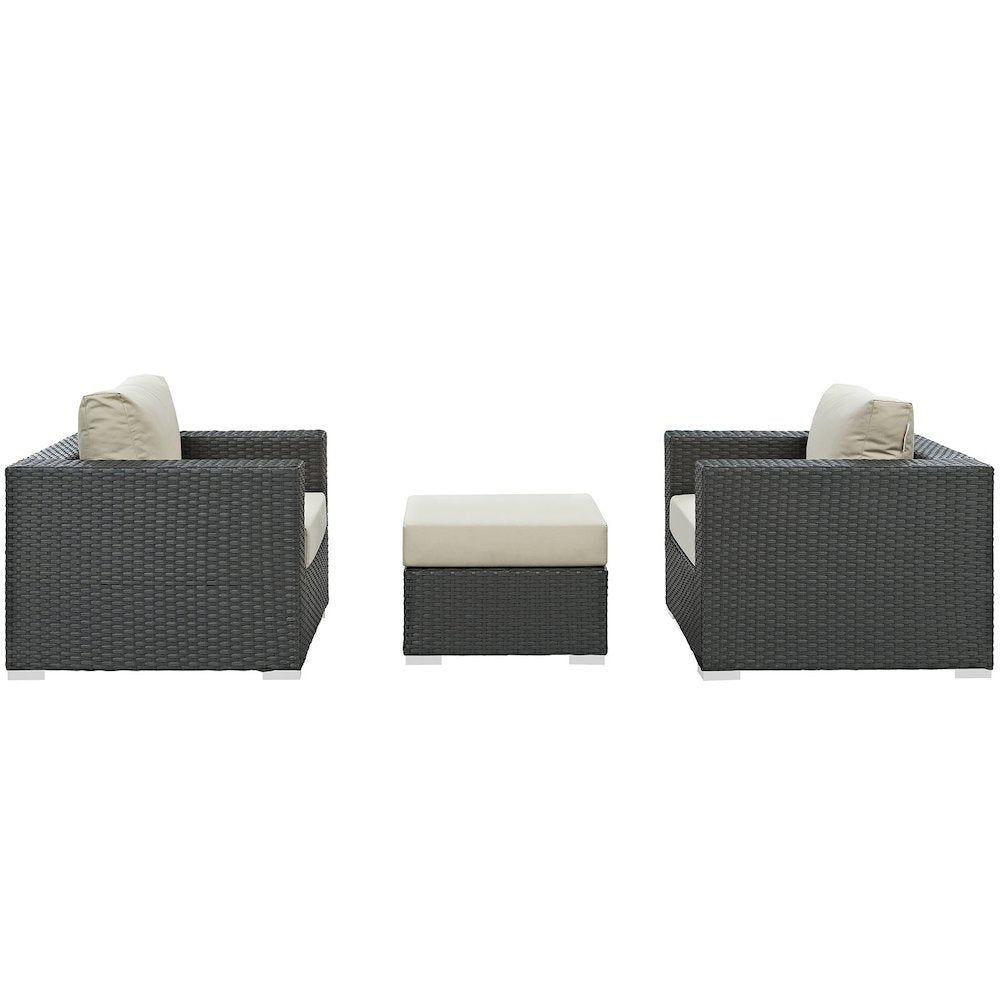 Sojourn 3 Piece Outdoor Patio Sunbrella Sectional Set