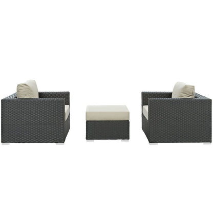 Sojourn 3 Piece Outdoor Patio Sunbrella Sectional Set