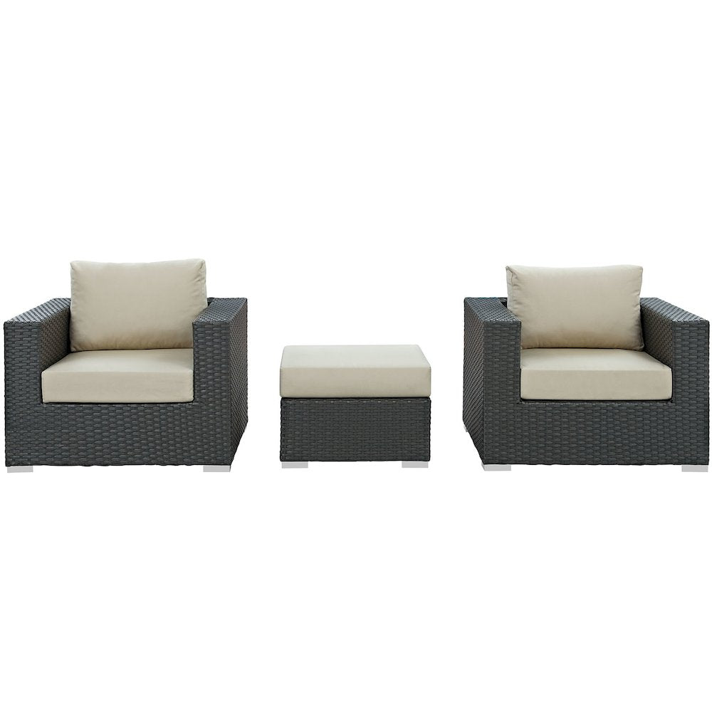 Sojourn 3 Piece Outdoor Patio Sunbrella Sectional Set