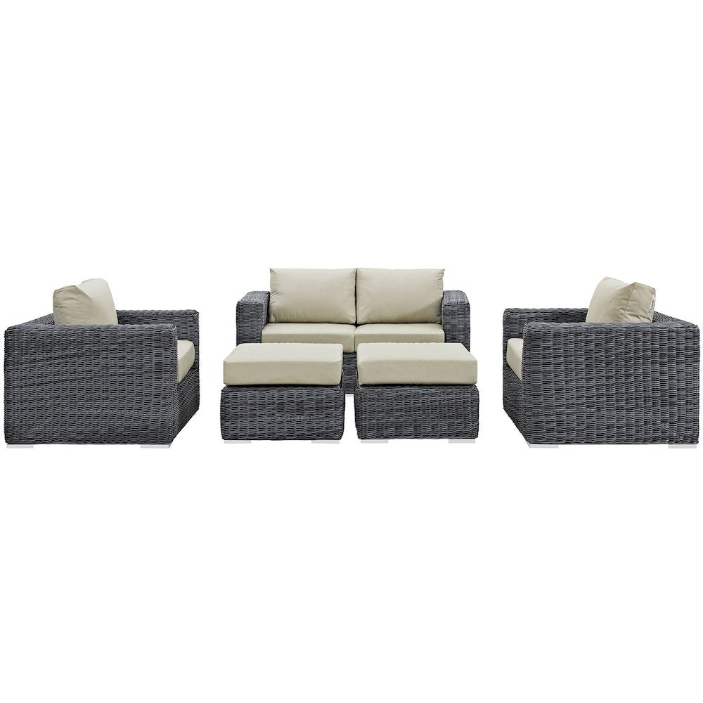Summon 5 Piece Outdoor Patio Sunbrella Sectional Set