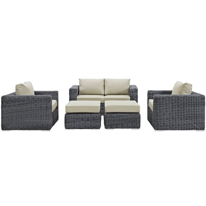 Summon 5 Piece Outdoor Patio Sunbrella Sectional Set
