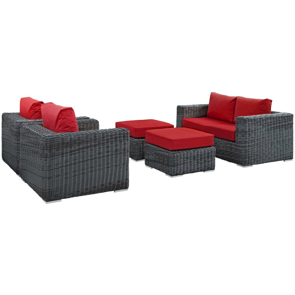 Summon 5 Piece Outdoor Patio Sunbrella Sectional Set