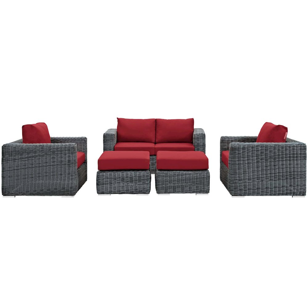 Summon 5 Piece Outdoor Patio Sunbrella Sectional Set