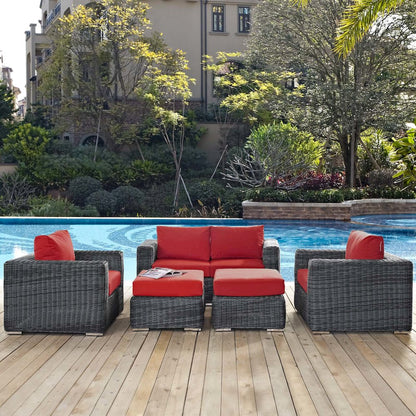 Summon 5 Piece Outdoor Patio Sunbrella Sectional Set