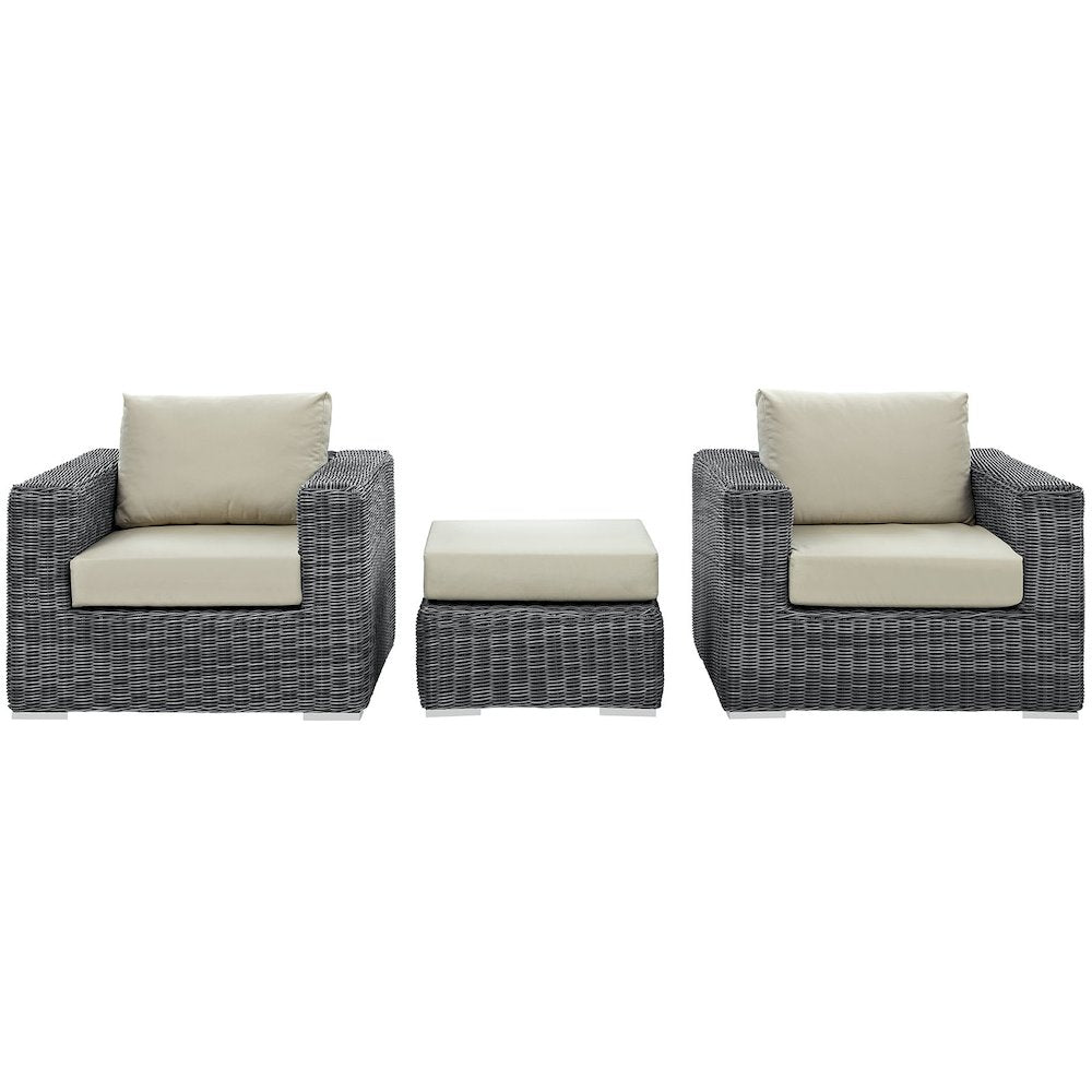 Summon 3 Piece Outdoor Patio Sunbrella Sectional Set